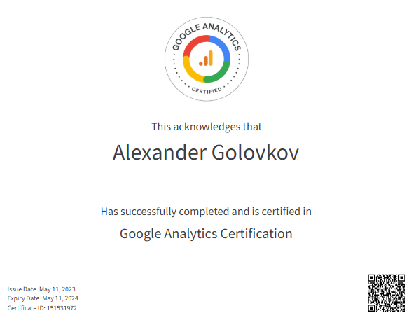 Google Analytics Cerificate