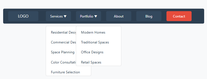 Interior Design Website Navigation Structure