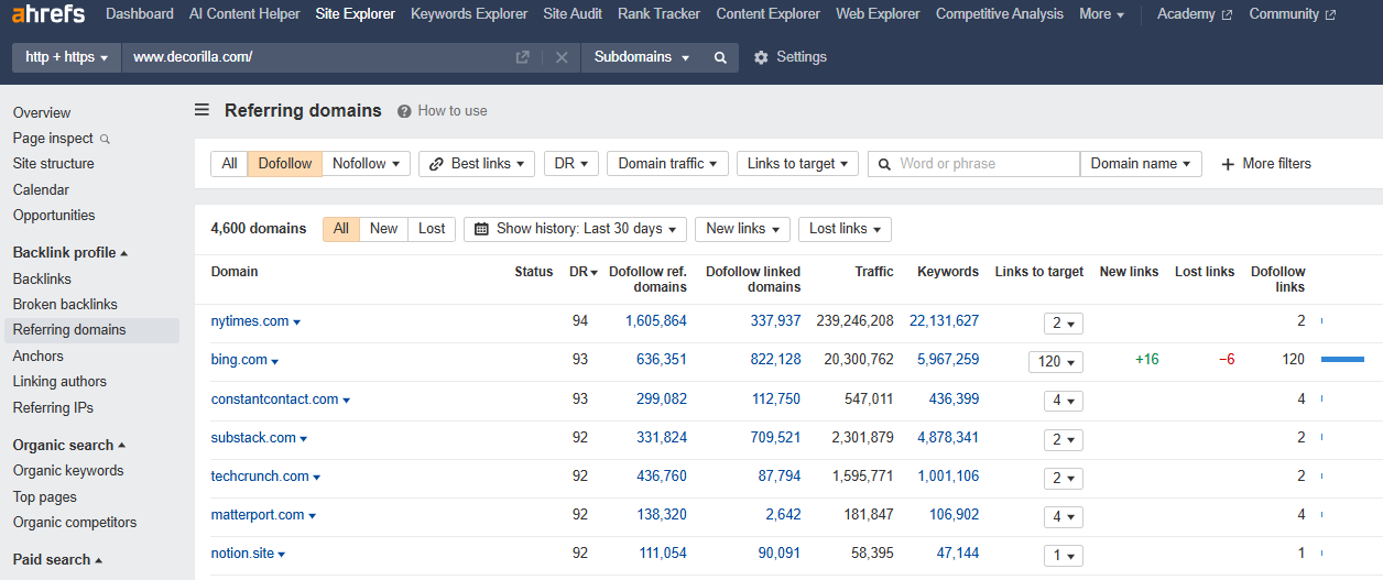 Using ahrefs to find competitor's backlinks